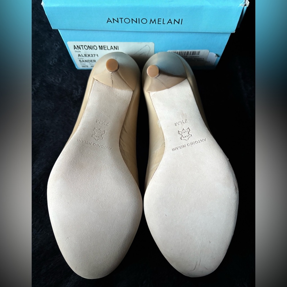 ANTONIO MELANI Alex Pumps Size 7.5 Sander Nude Beige Leather Heels NIB - Picture 6 of 8
